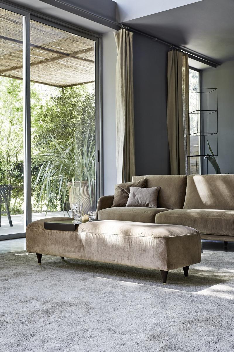 ELLIOT Sectional fabric sofa with chaise longue