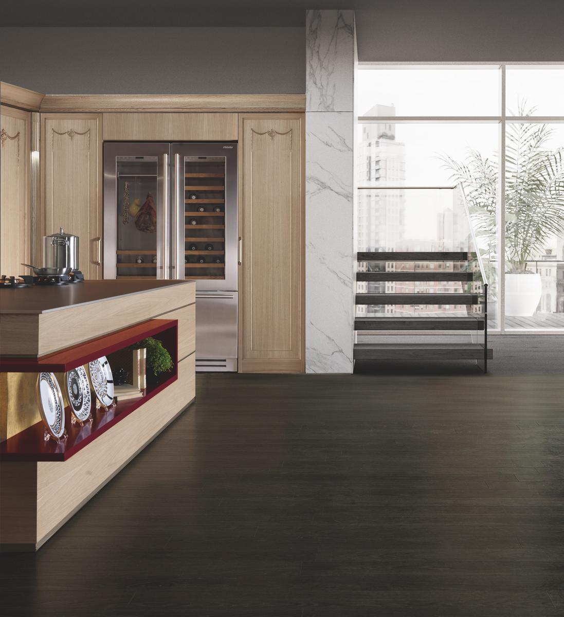 Custom oak kitchen with handles Martini interiors Aria