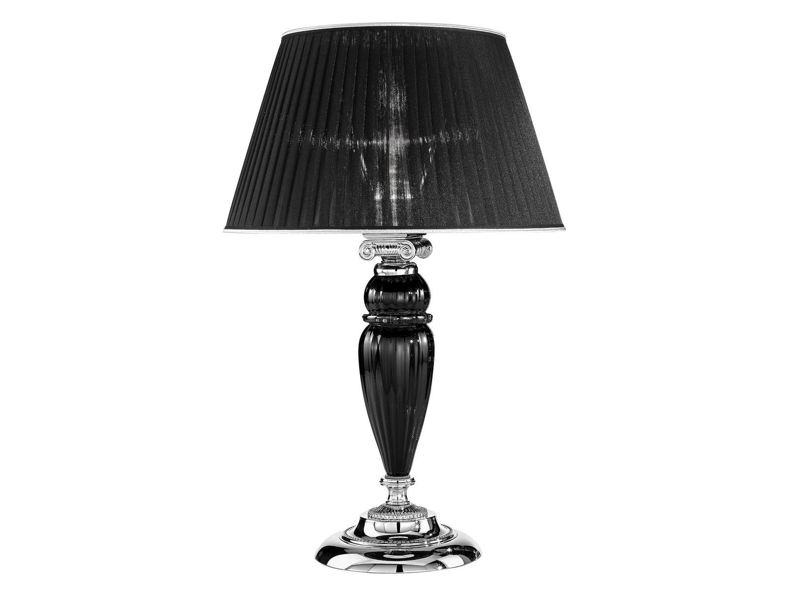 NIVES 27377/LP -/LG Chrome finish table light with clear/black crystal and shade