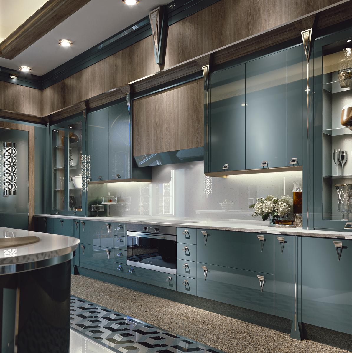 Lacquered kitchen with handles Brummel Opera 30