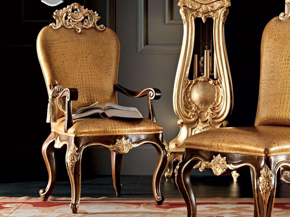 11506 Upholstered leather chair with armrests