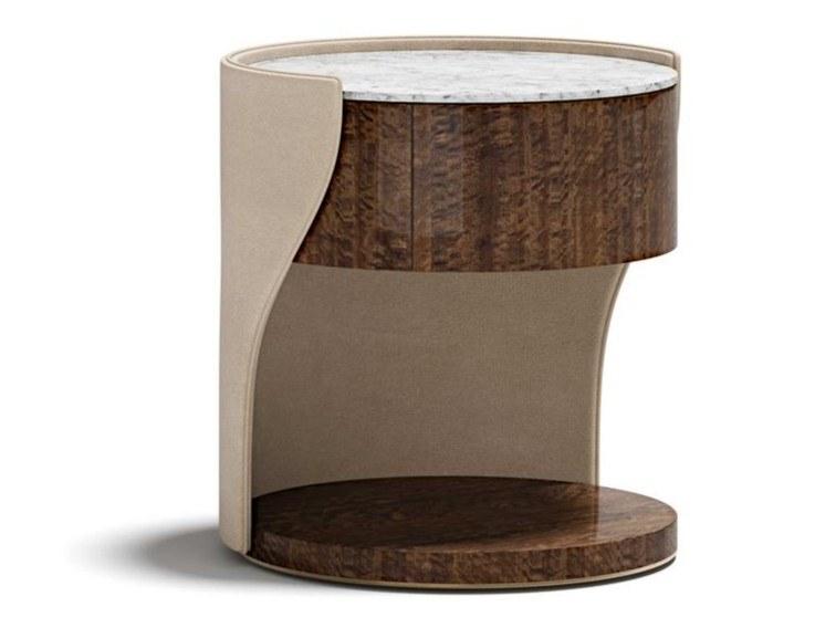 DATEJUST Round wooden bedside table with drawers