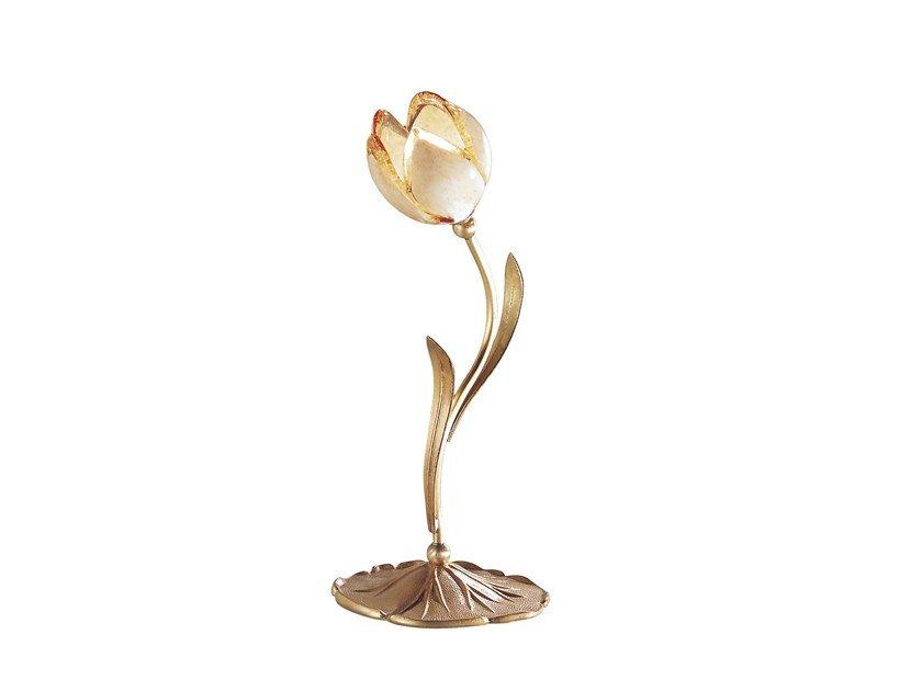 TULIPANI 319/L1 Satin french gold/gold leaf table lamp with glass
