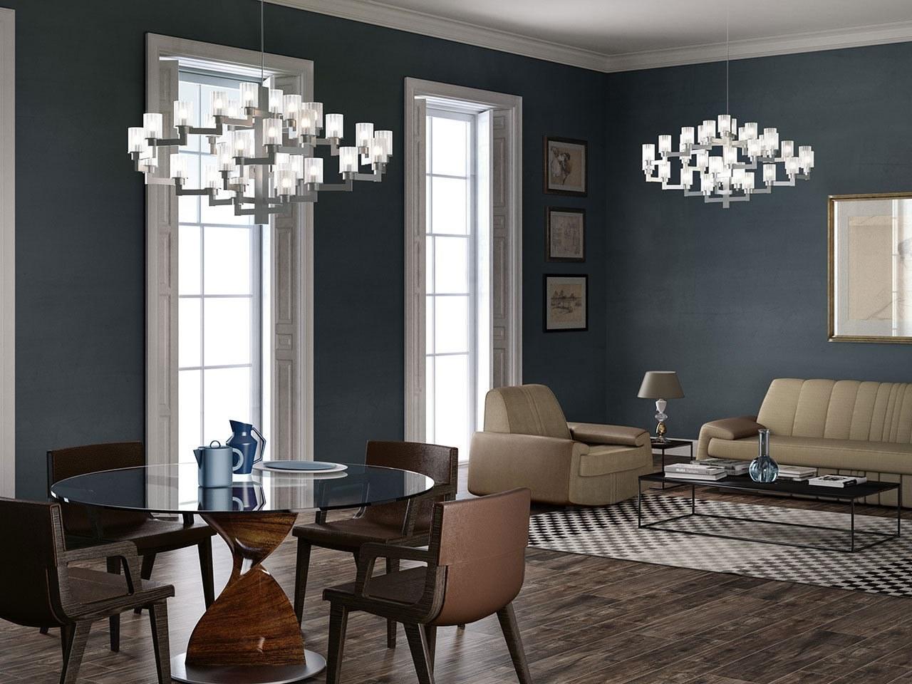 ARTÚ Metal and etched glass chandelier