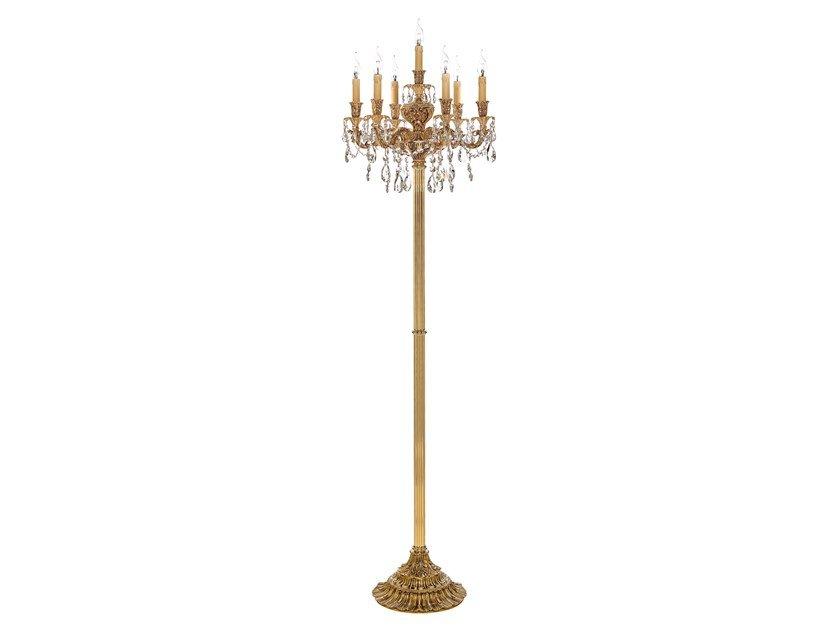 CAESAR 798/P6+1-SH/G Shaded gold plated floor lamp with Schoeler crystals