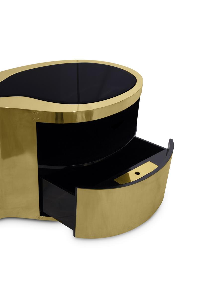 WAVE Copper bedside table with drawers