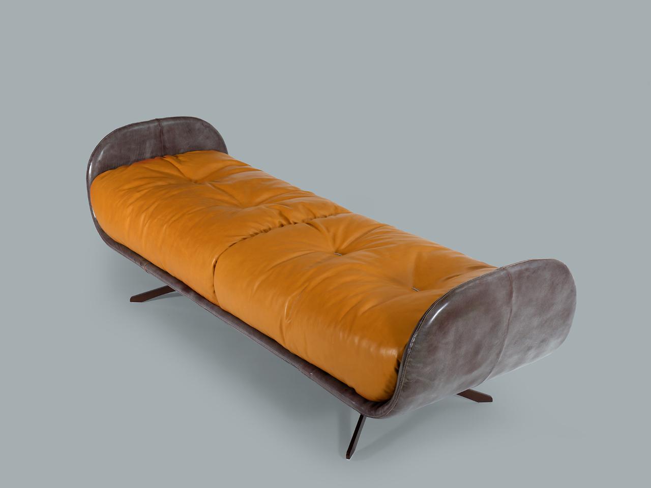AYTON Upholstered leather bench