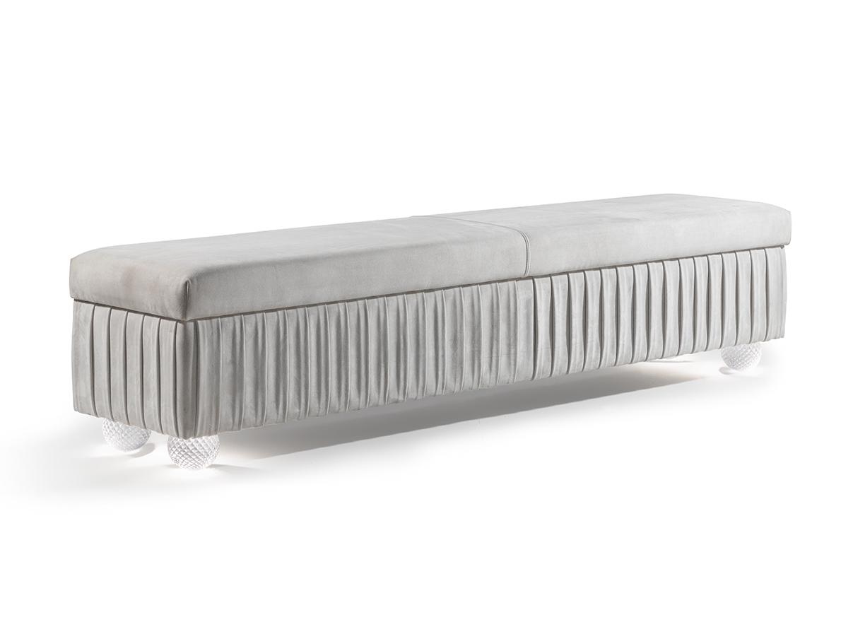 PLISSÈ Storage upholstered leather bench