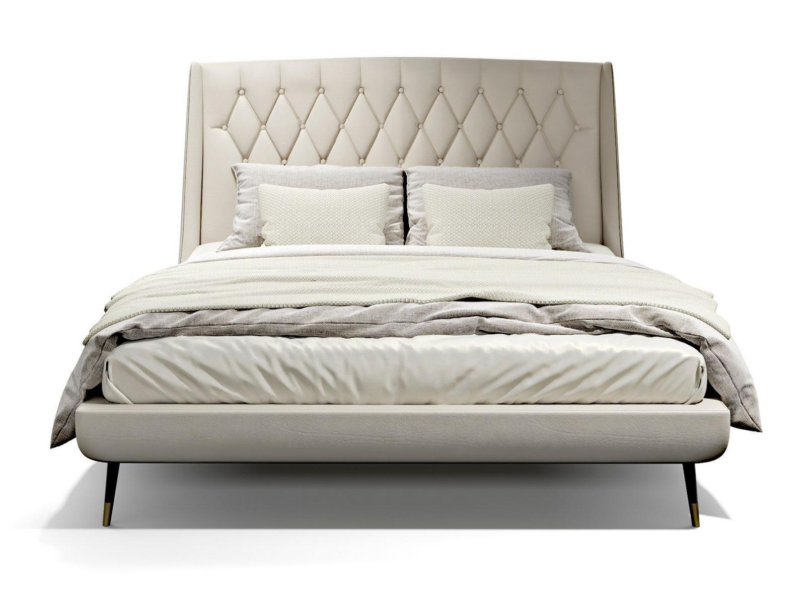 CLAIRE Fabric double bed with tufted headboard