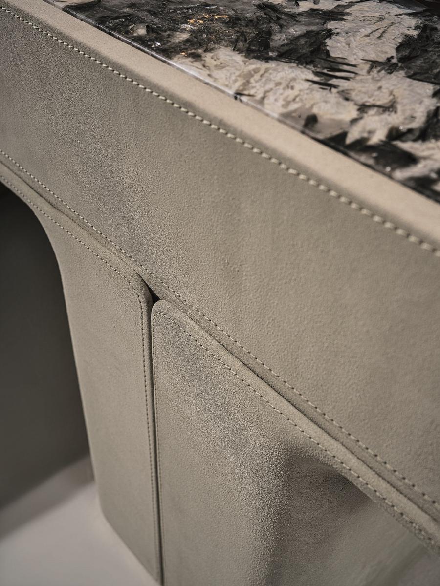 DO Rectangular leather bedside table with doors