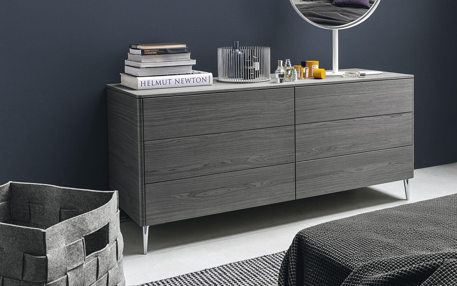 BOSTON Wood veneer chest of drawers