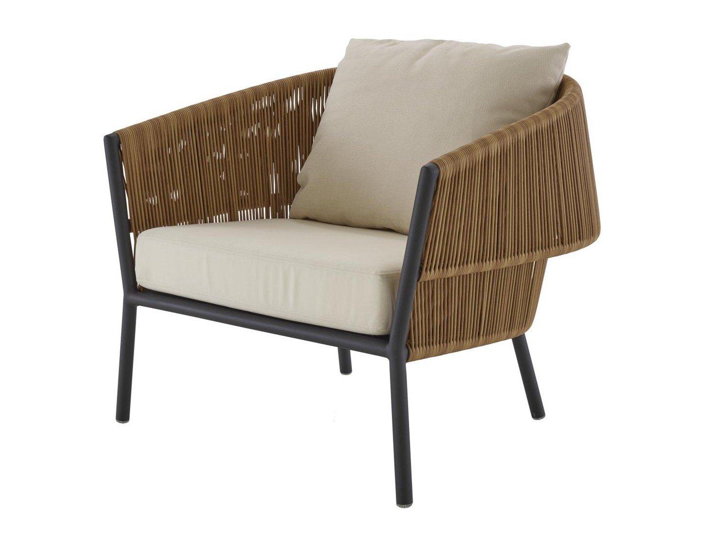 LABEL Garden rattan easy chair with integrated cushion