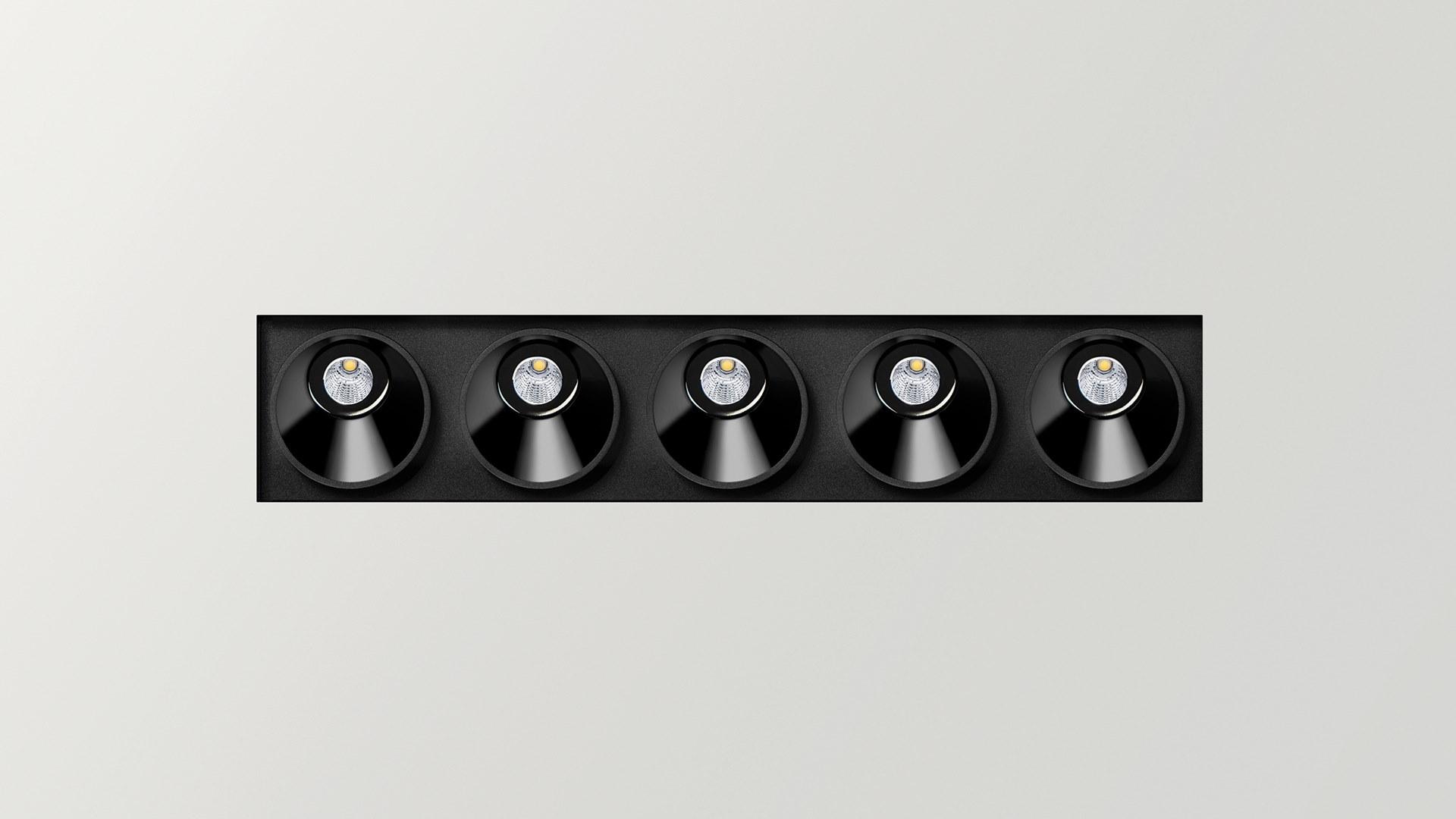 BLACK FOSTER ASYMMETRIC TRIMLESS 5 LED multiple recessed aluminium spotlight BLACK FOSTER ASYMMETRIC TRIMLESS 5 LED multiple recessed aluminium spotlight