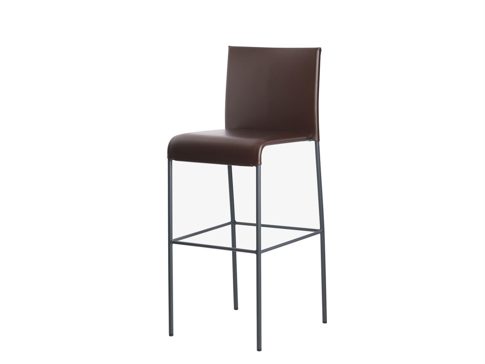 AGRA High tanned leather stool with footrest