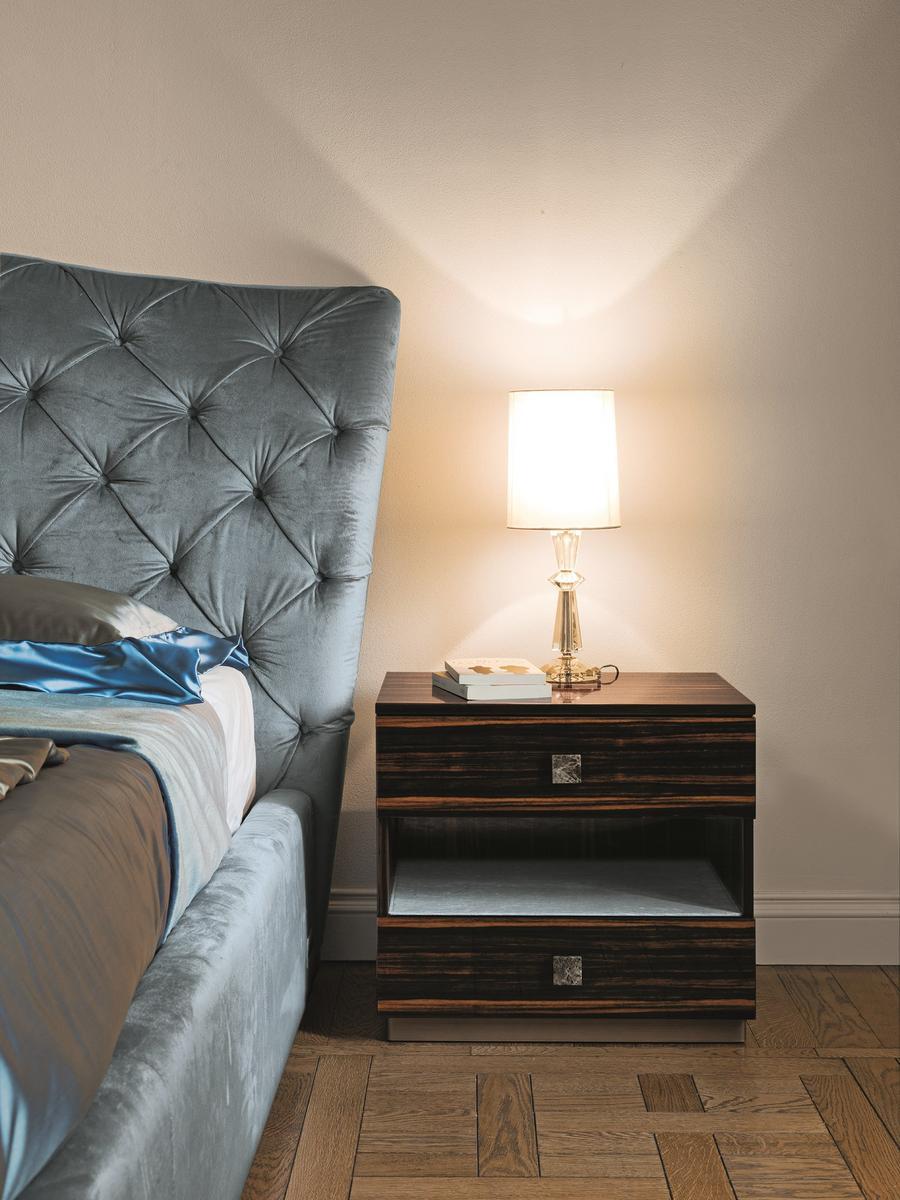 PHIL Rectangular veneer bedside table with drawers
