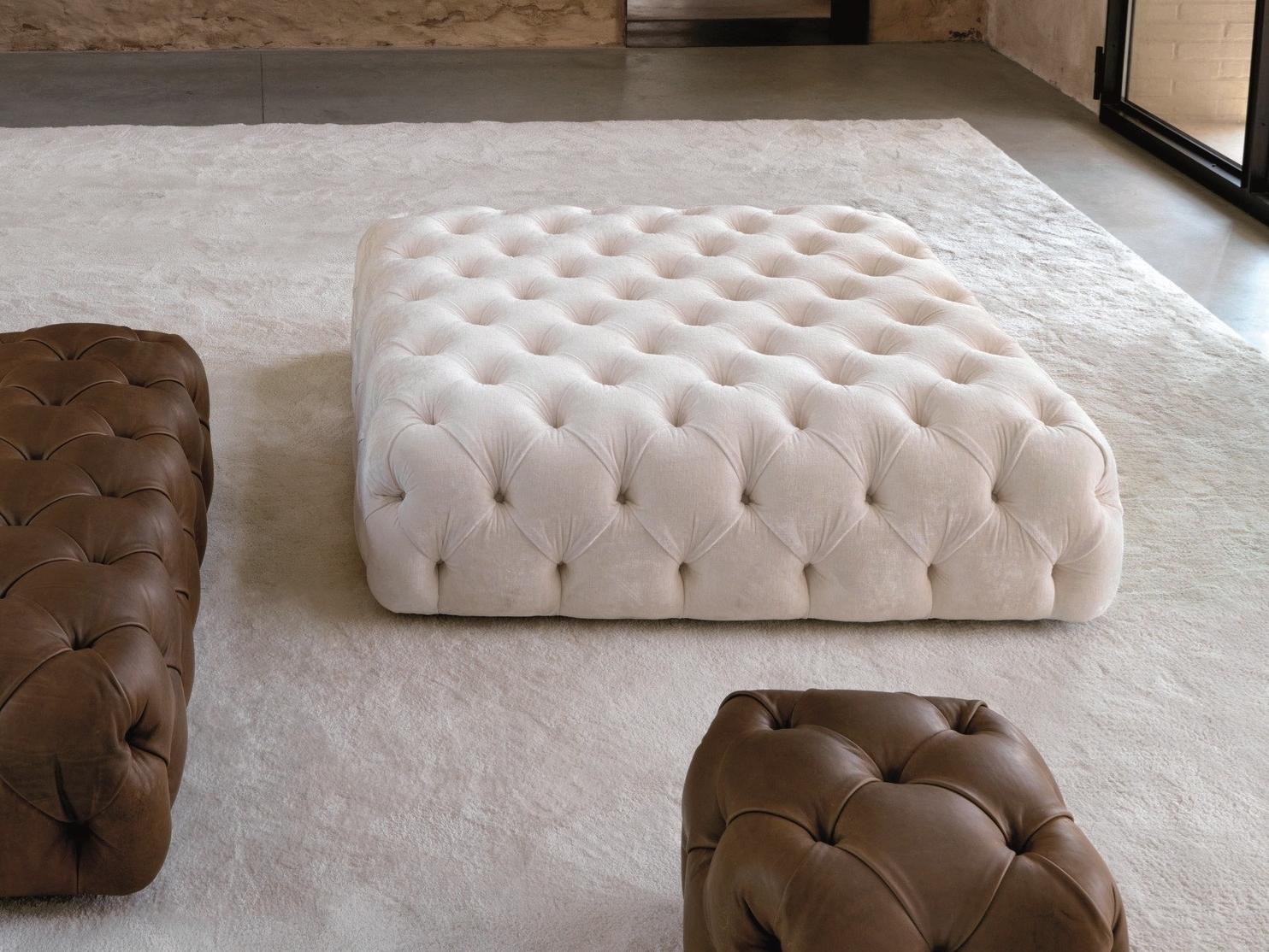 ROLLKING Square leather pouf