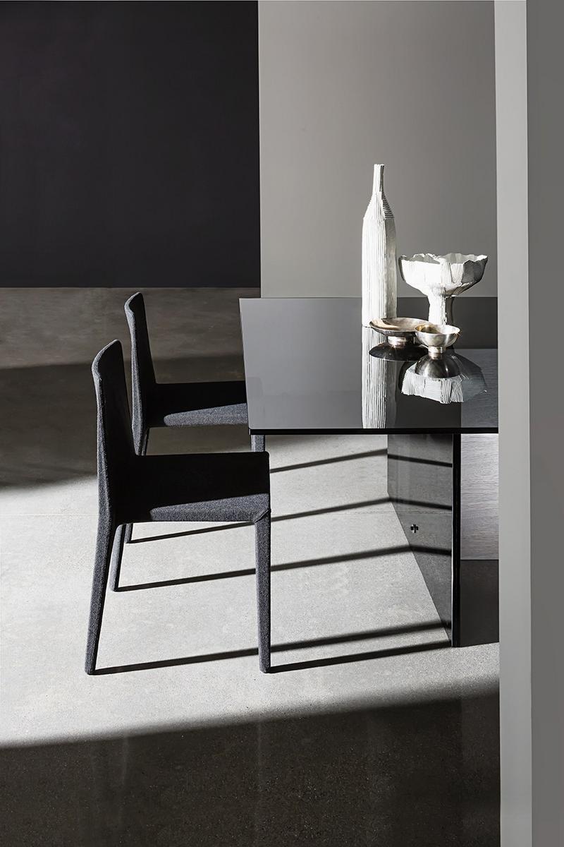 REGOLO Square wood and glass table