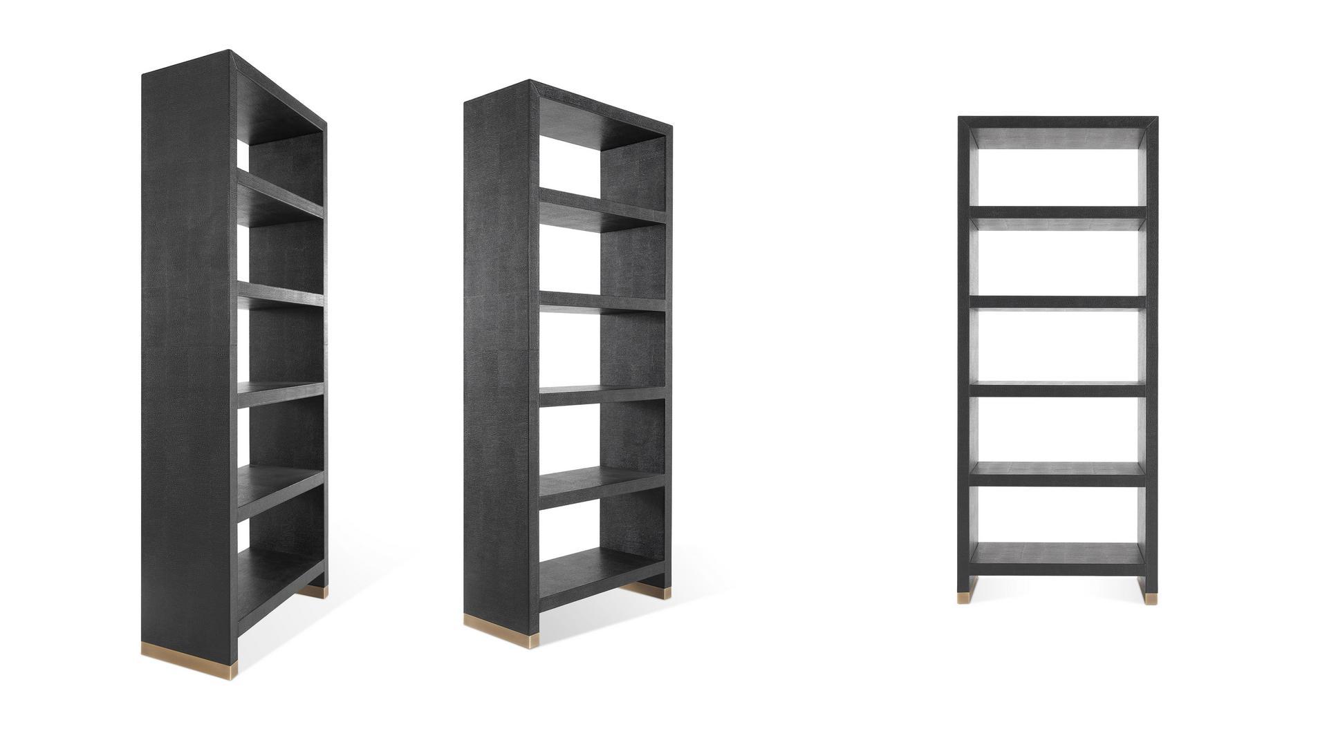 KAY Open double-sided leather bookcase