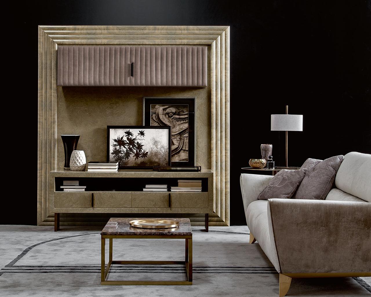 BLACK TIE Modular veneer tv furniture with doors