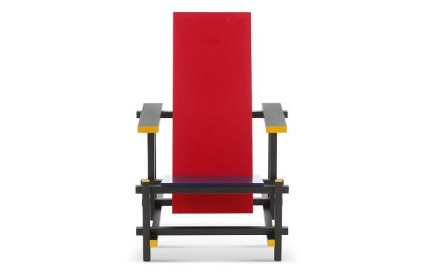 635 RED AND BLUE High-back wooden armchair