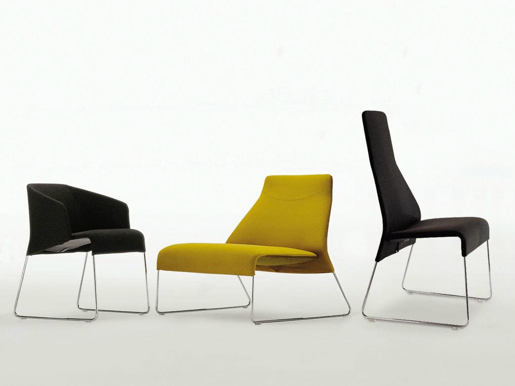 LAZY '05 Sled base high-back fabric chair