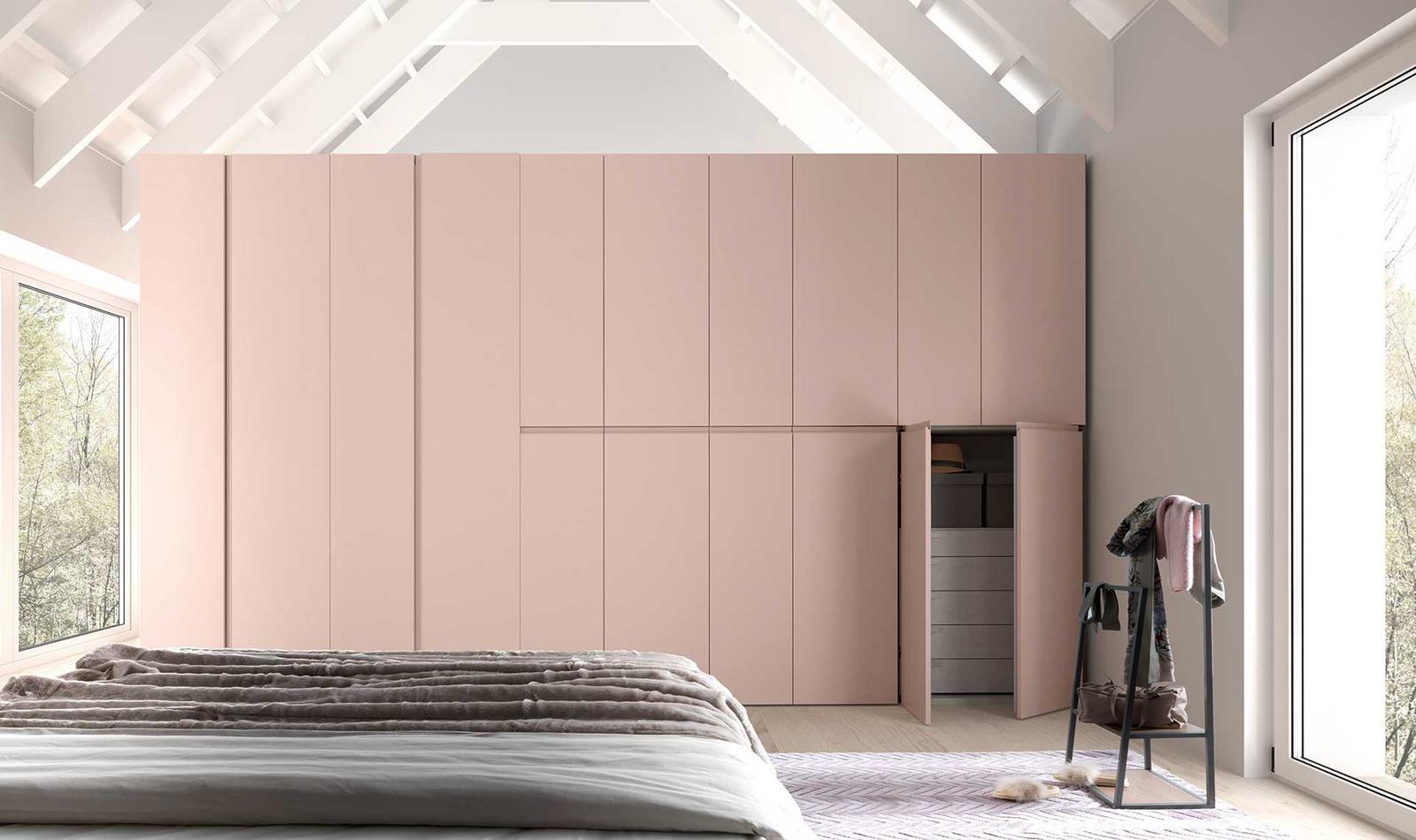 ORIZON Modular lacquered wardrobe with coplanar doors