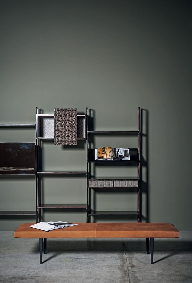 GARÇON Upholstered leather bench