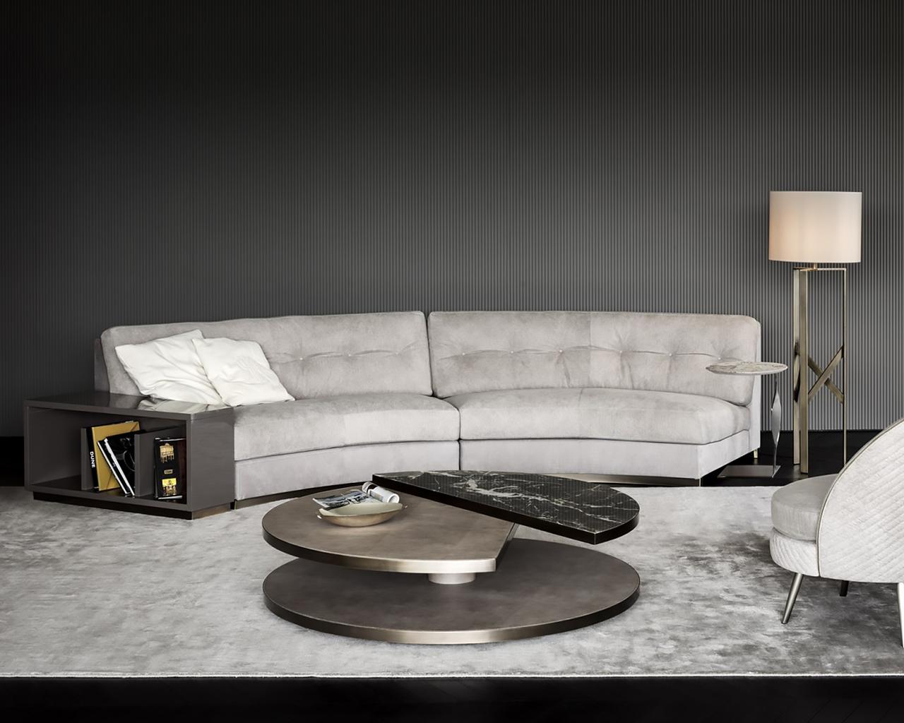CIRCUS Fabric sofa with integrated magazine rack in a luxury style