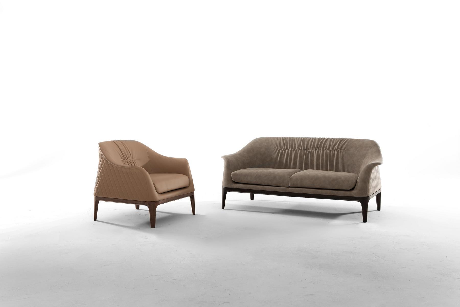 TIFFANY Upholstered leather armchair with armrests