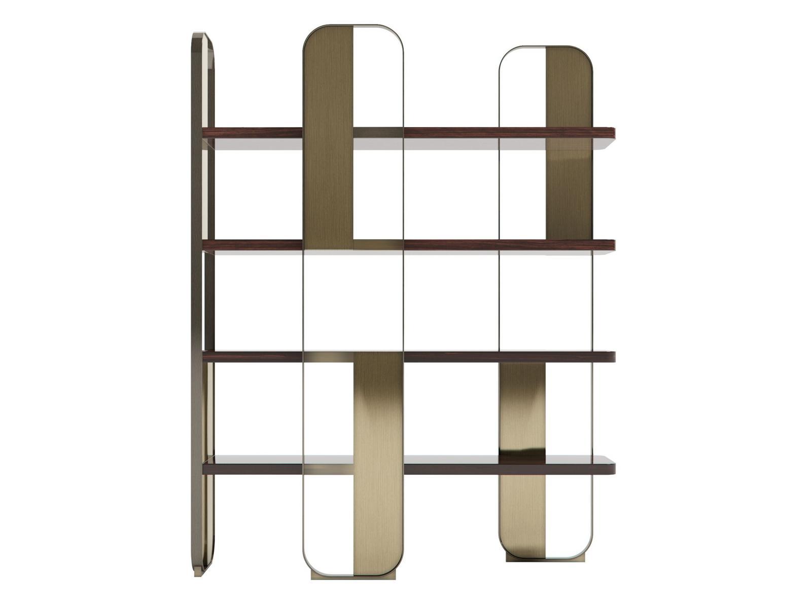 GISELLE Freestanding steel and wood bookcase