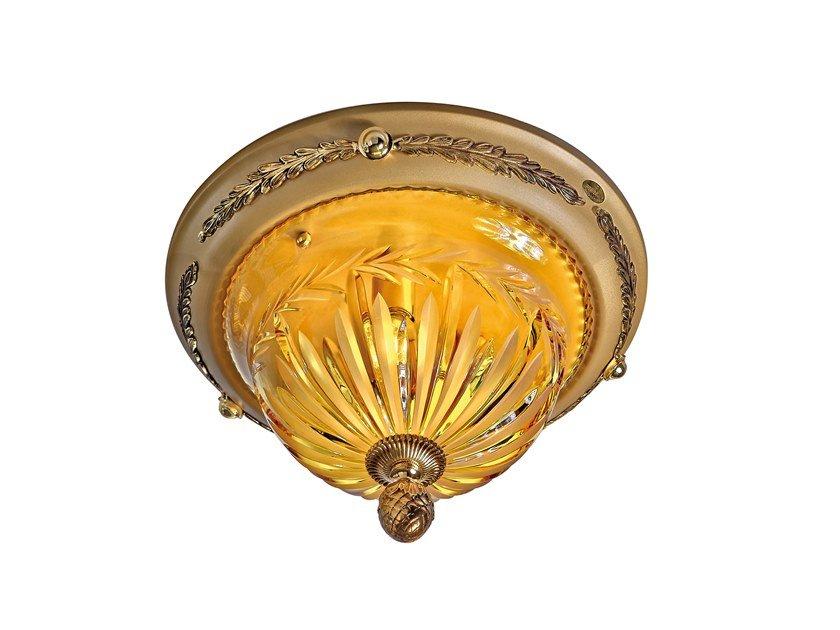 AMBER 430/PLP Sanded gold plated ceiling light with amber crystal