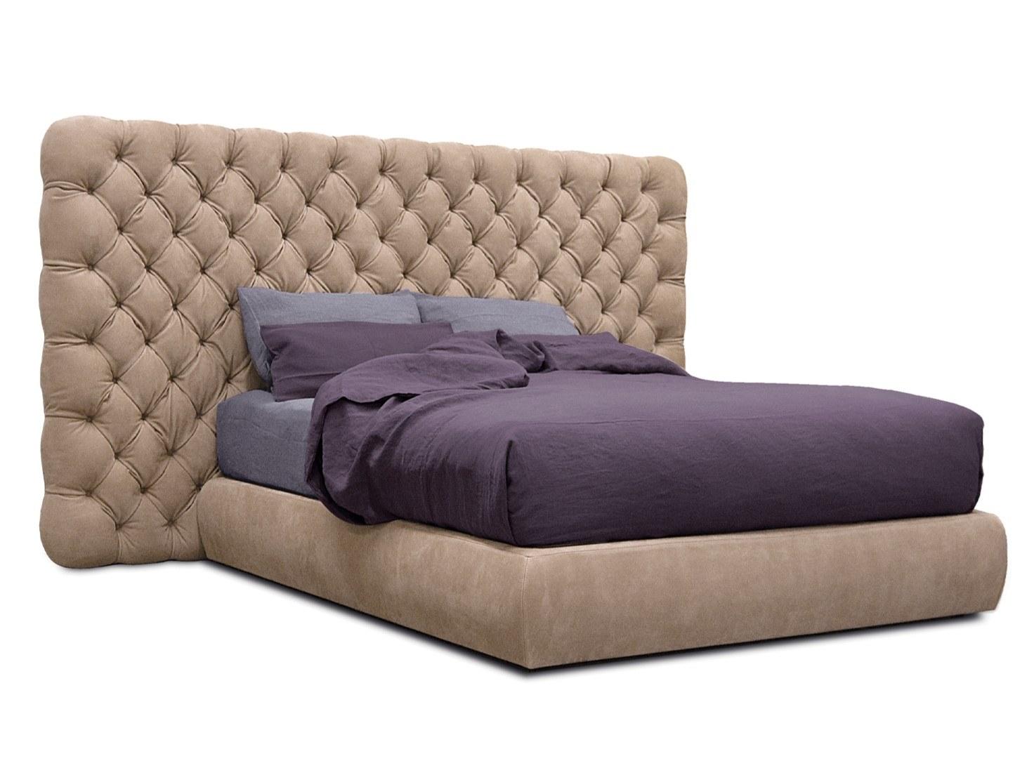 HEAVEN Leather double bed with tufted headboard