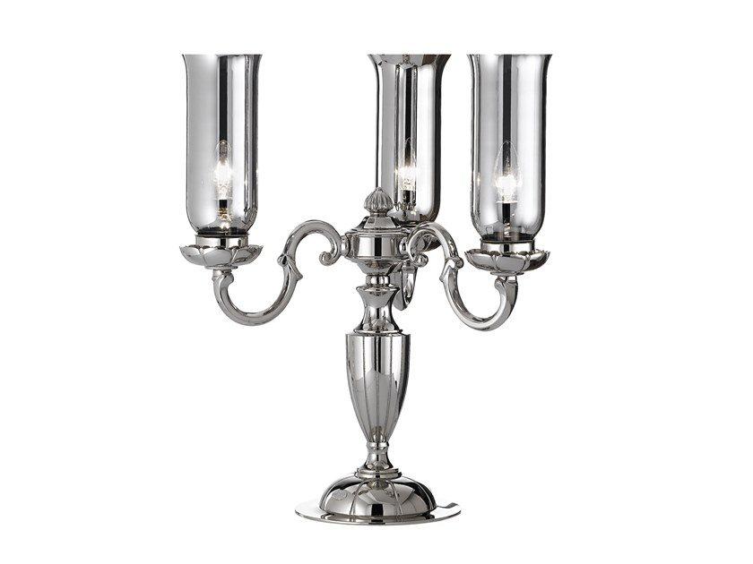 OSCAR 180/L3 Polished nickel table lamp with platinum glass