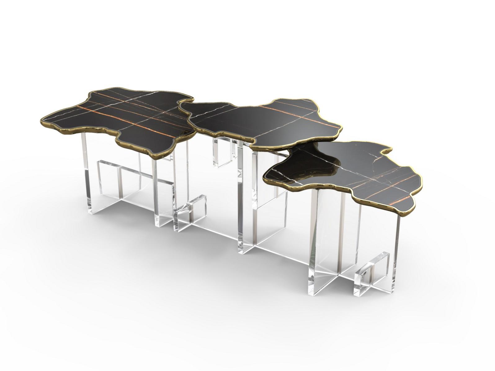 MONET XL Coffee table with marble top and acrylic base
