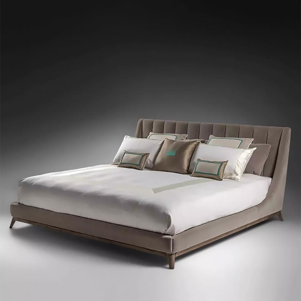 CALIPSO Leather bed with tufted headboard