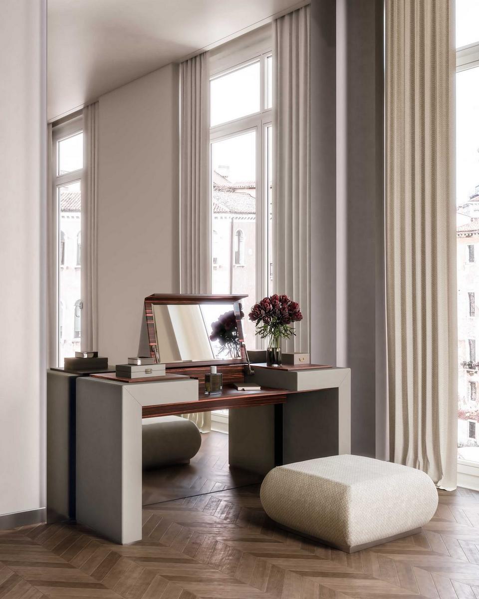 KERAZ Upholstered leather pouf