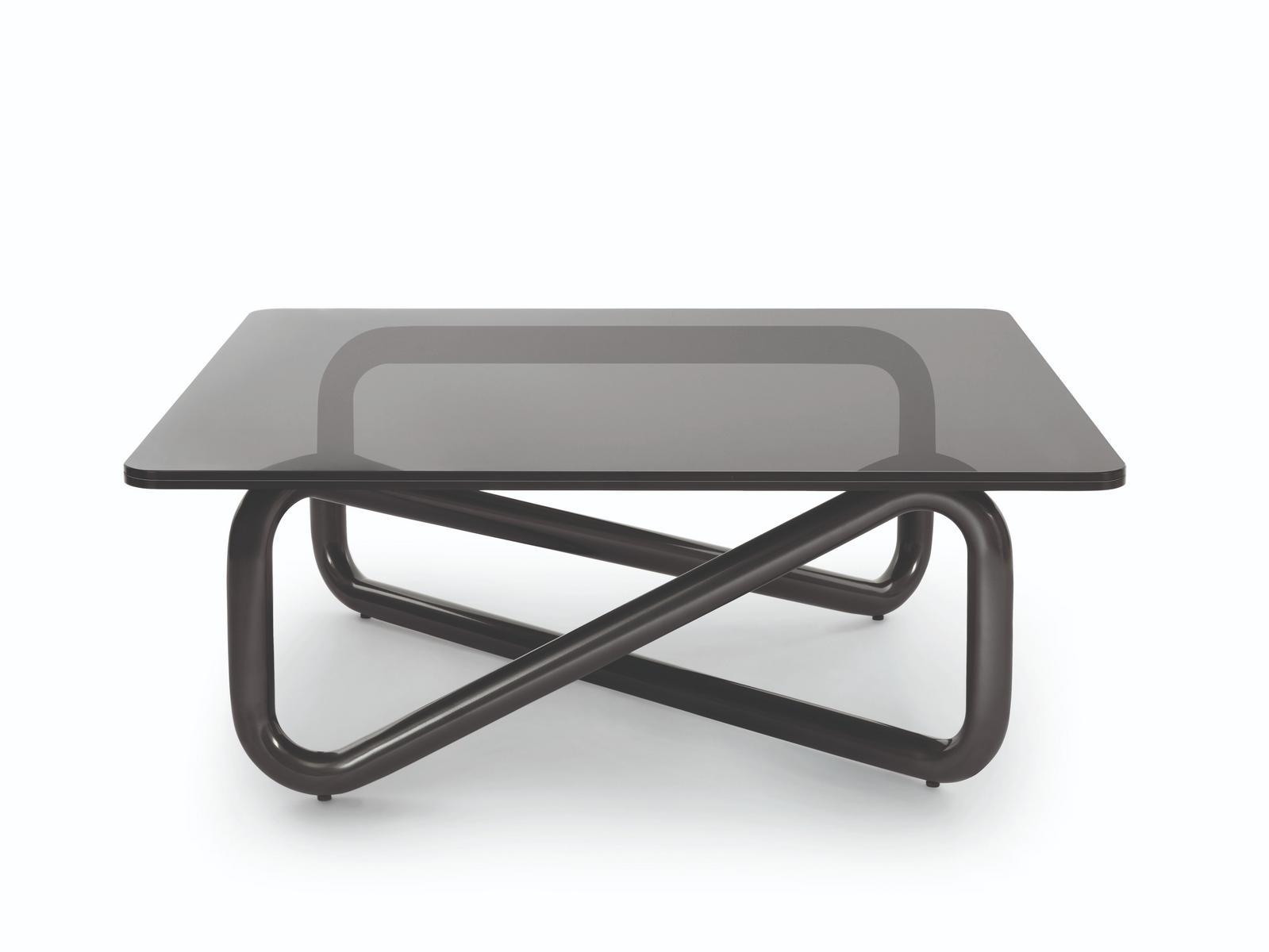 INFINITY Square glass and steel coffee table