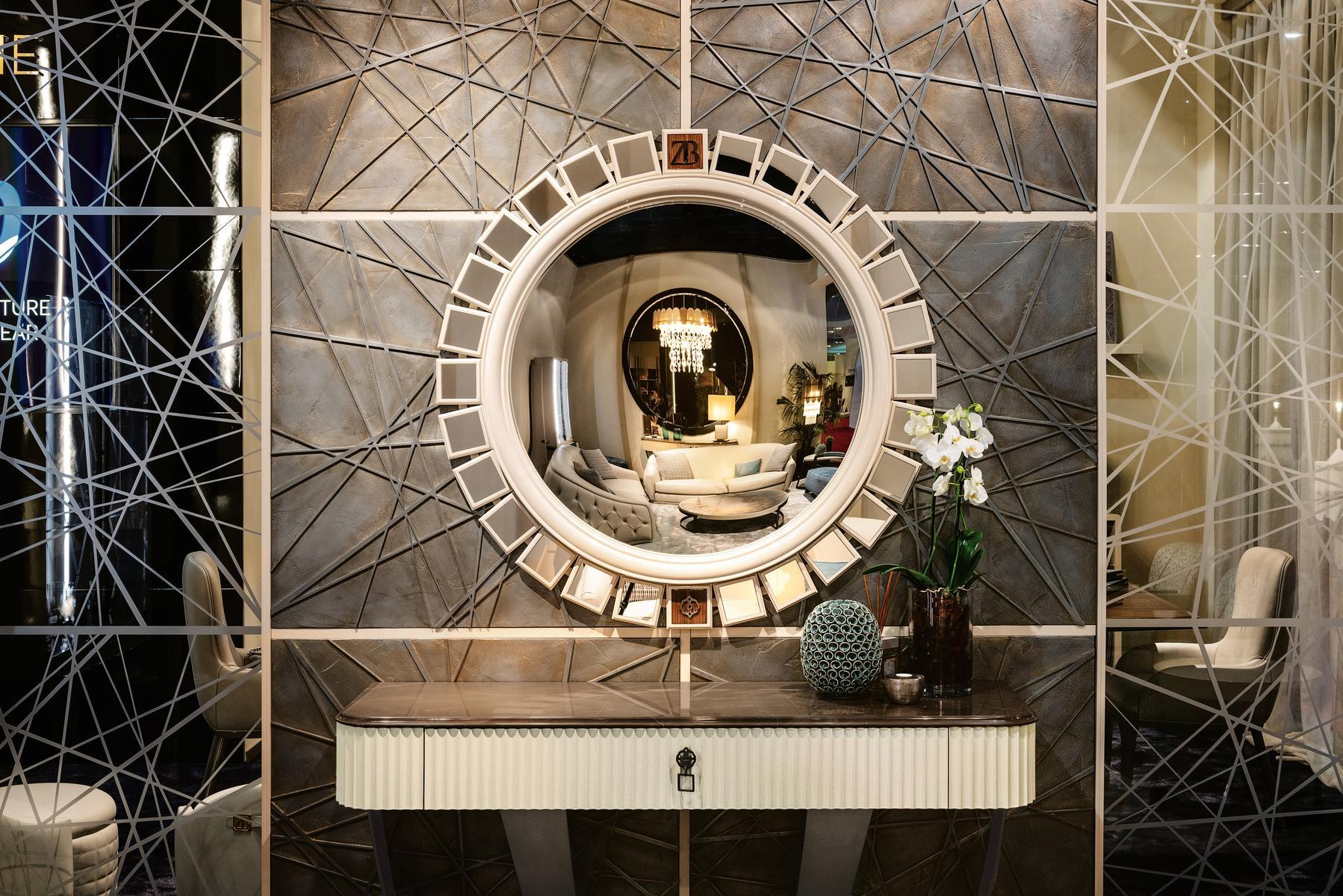 CONSTANCE Round framed wall-mounted mirror