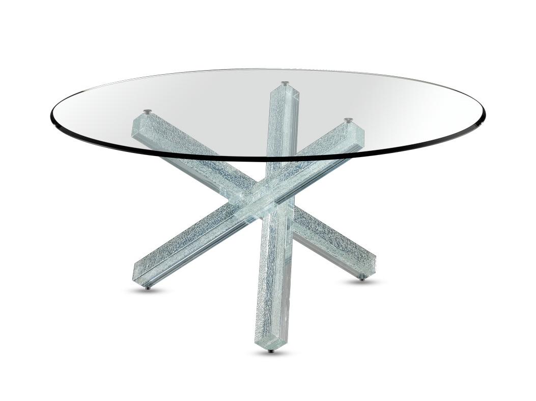 TRANSEO CRAQUELÈ Round glass dining table