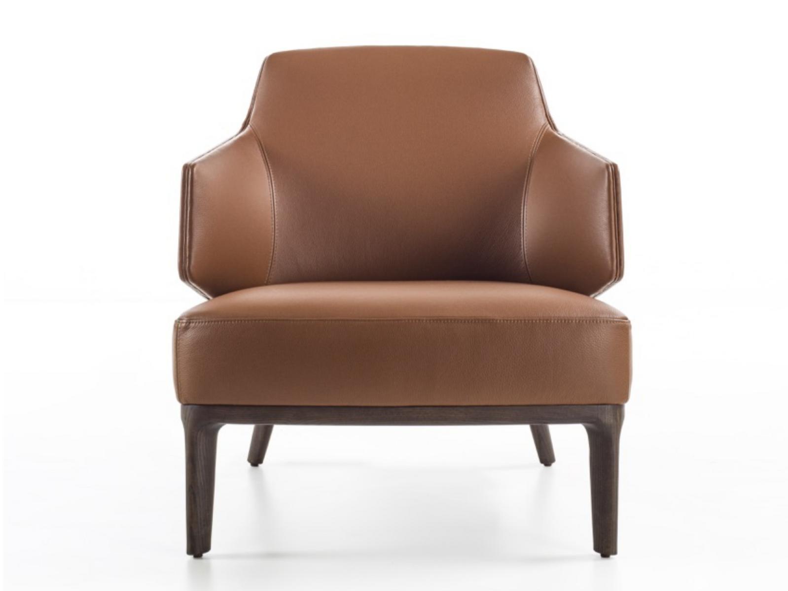AMANDA Leather armchair with armrests
