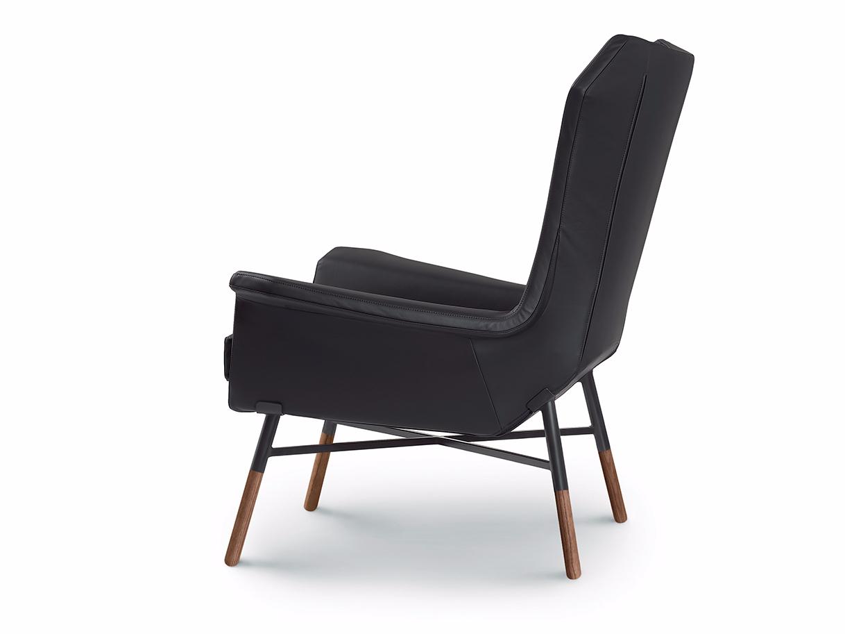 GIULIETTA Upholstered leather armchair with armrests