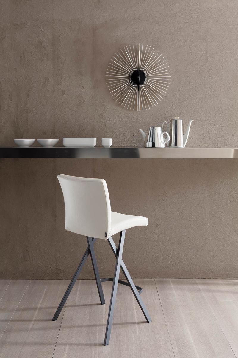 ETIENNE High upholstered leather stool
