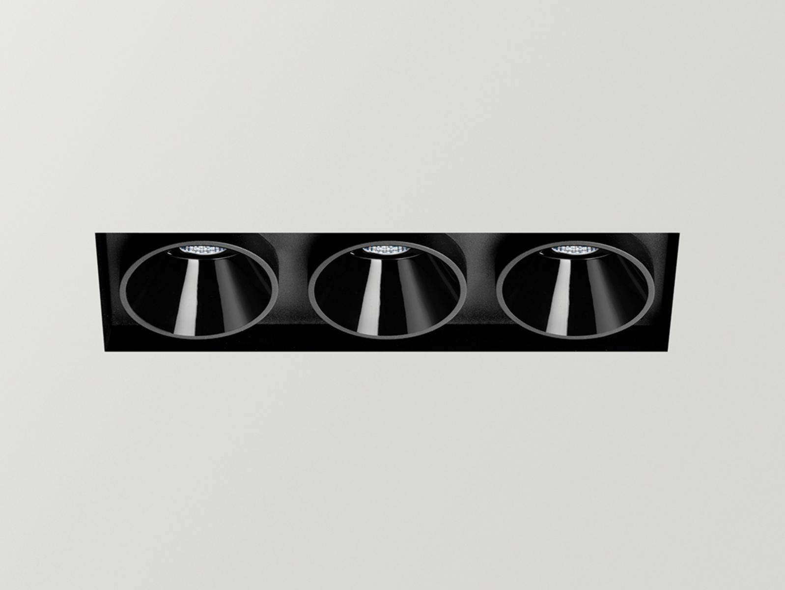 BLACK FOSTER ASYMMETRIC TRIMLESS 3 LED multiple recessed aluminium spotlight