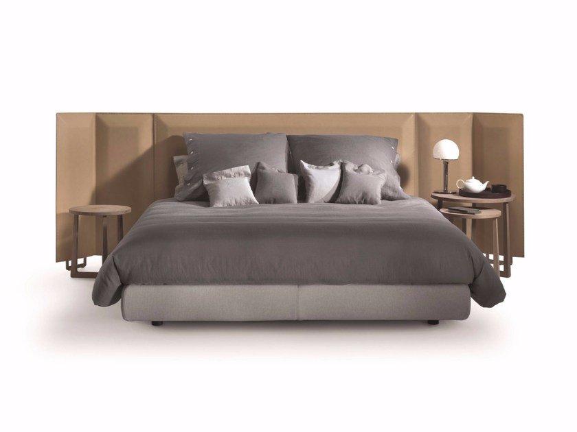 EDEN PLUS Double bed with upholstered leather headboard