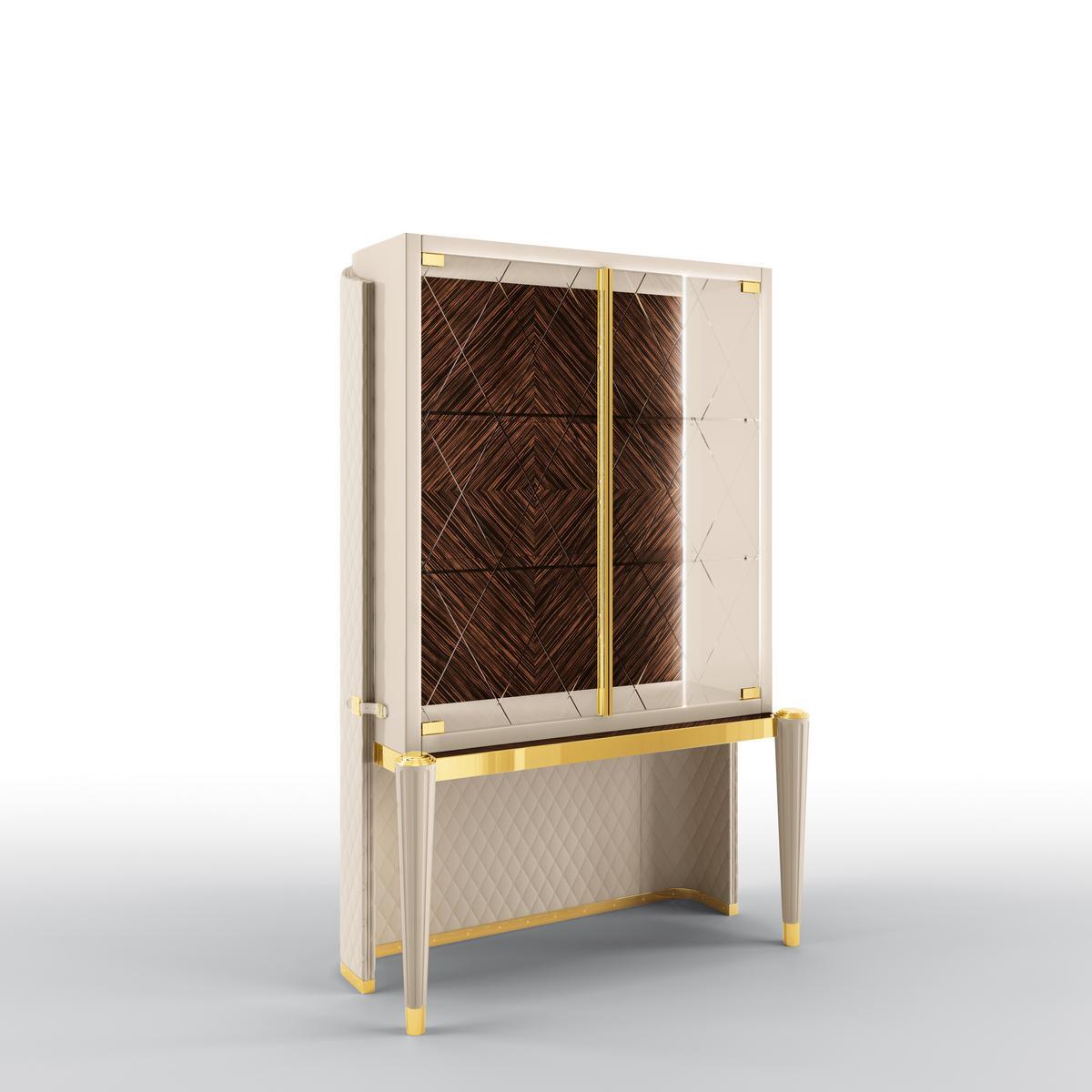 KIMBERLY Multi-layer wood display cabinet with integrated lighting