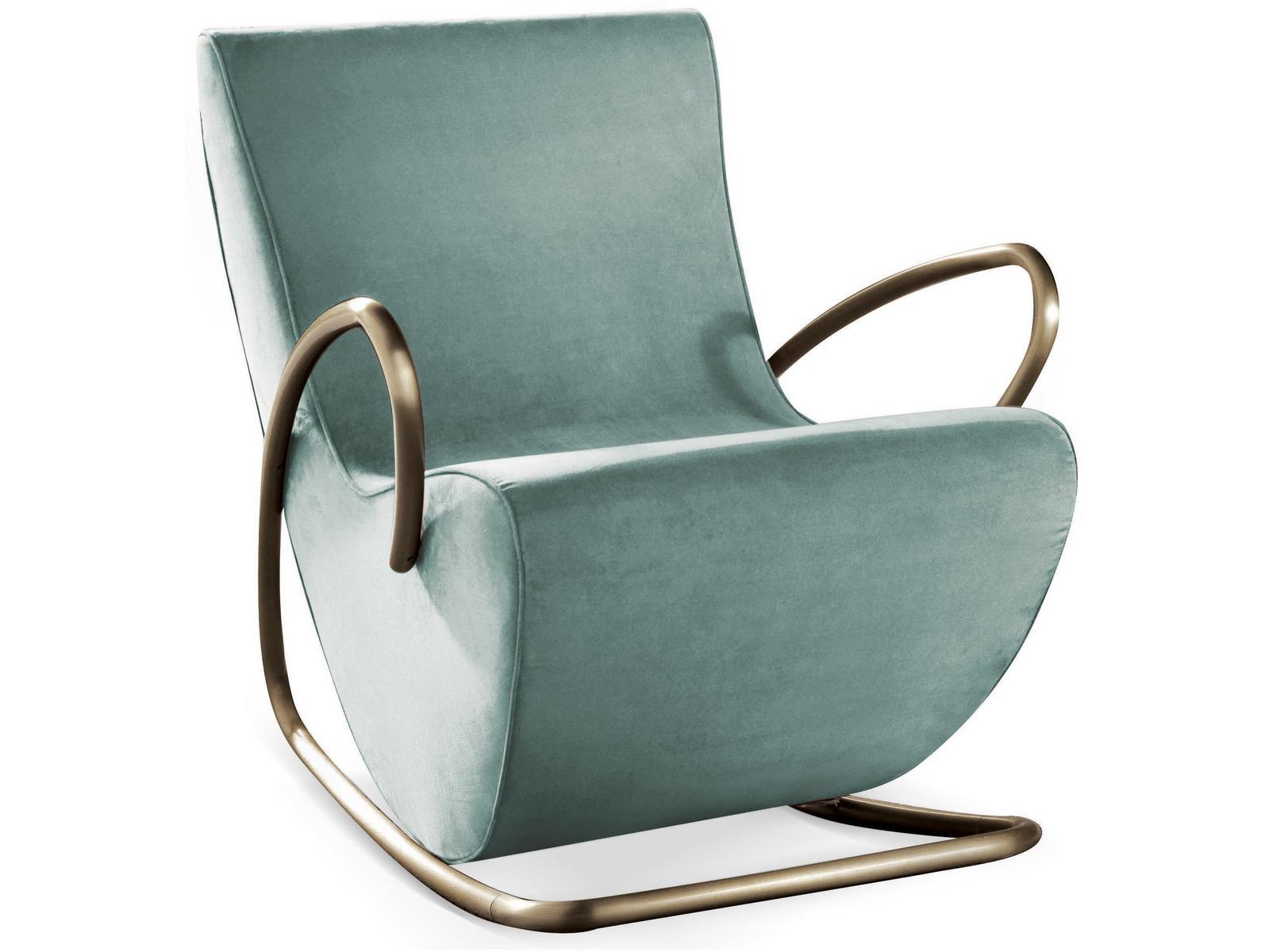 CAMILLA Rocking fabric armchair with armrests