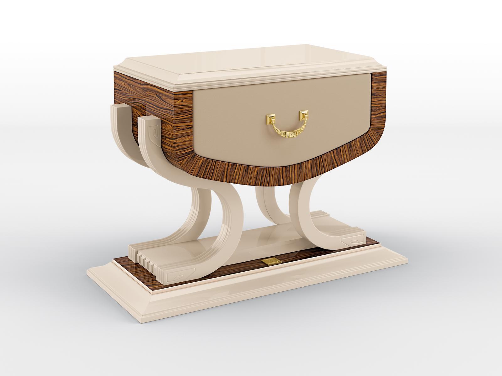 HERMES Bedside table in solid wood and rosewood with drawer
