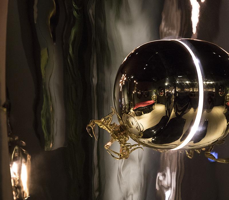 METAMORPHOSIS Wall-mounted stainless steel mirror with integrated lighting