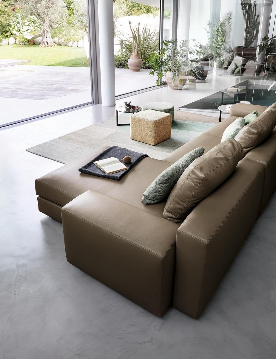 VENISE Sectional leather sofa with chaise longue