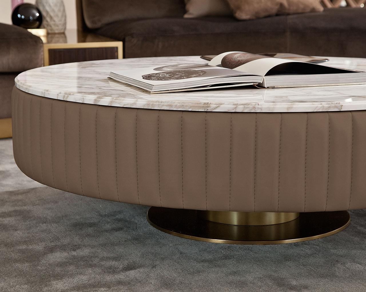 GIOVE Round leather coffee table